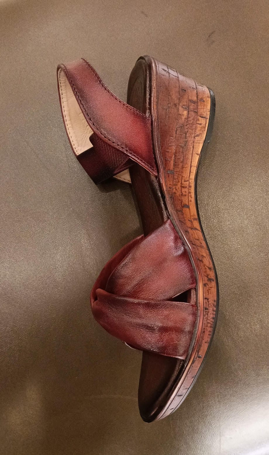 Renard Leather Soft Napa Cross Wedge Heel Sandals
