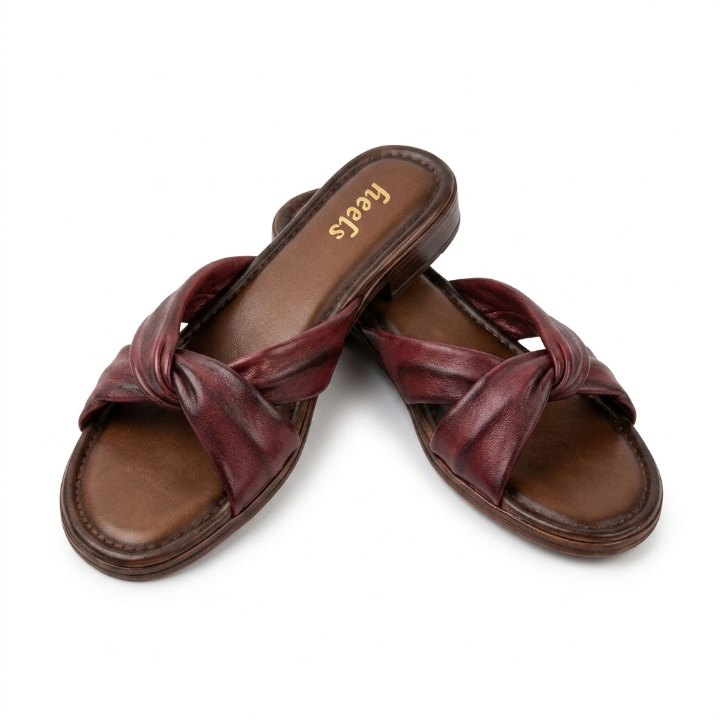 Yaba Leather Soft Napa Cross Flat Sliders