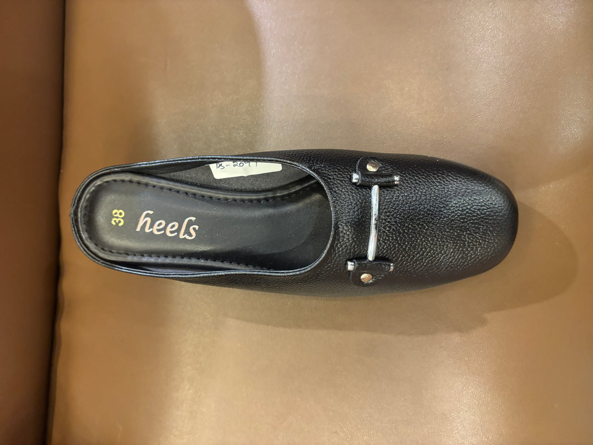Cherie Buckled 2.0 Leather Back Open Wedge Heel Mules
