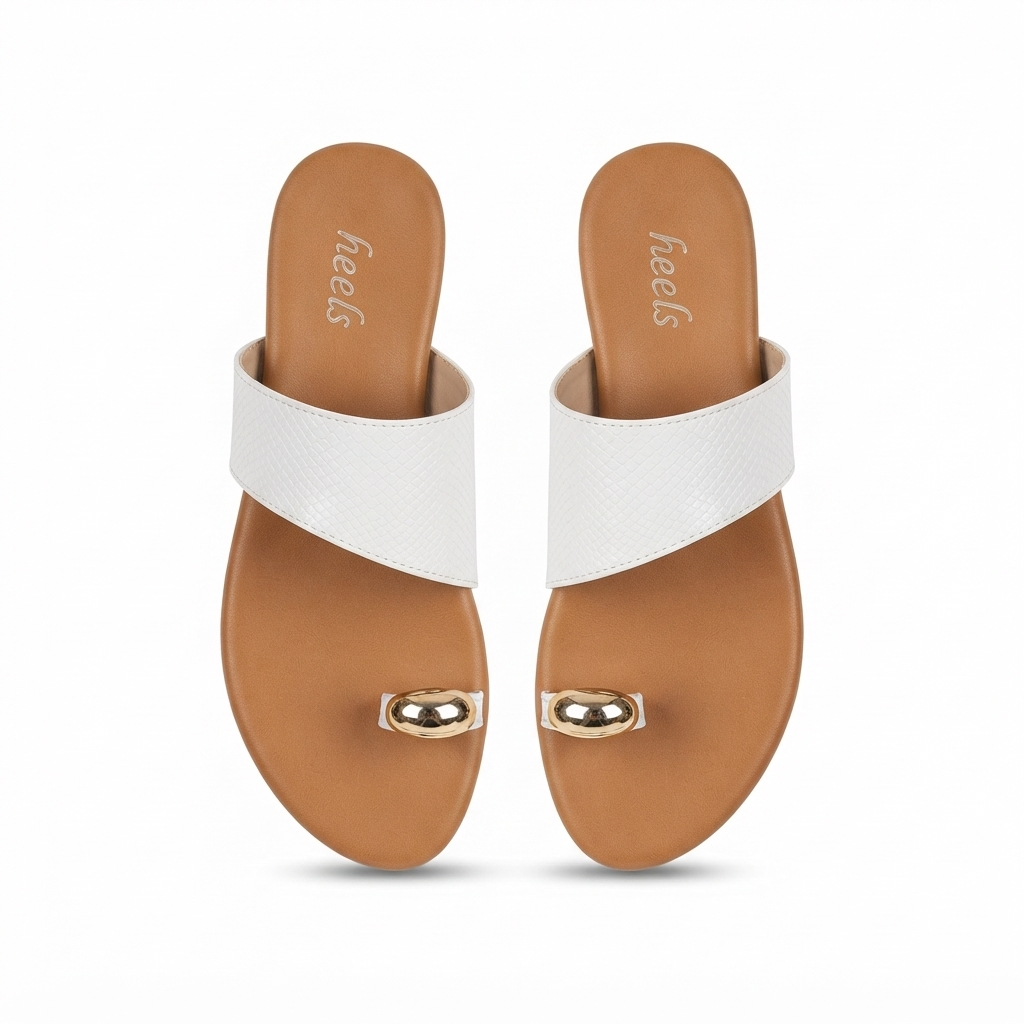 Nova 3.0 Buckled Cushioned Thumb Sliders in White - The Heels India