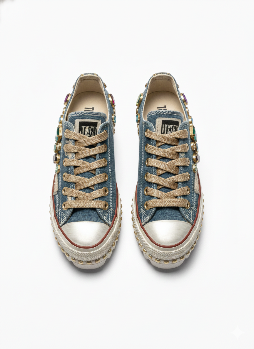 Armas Chunky Lace Up Embellished Rugged Sneakers - The Heels India