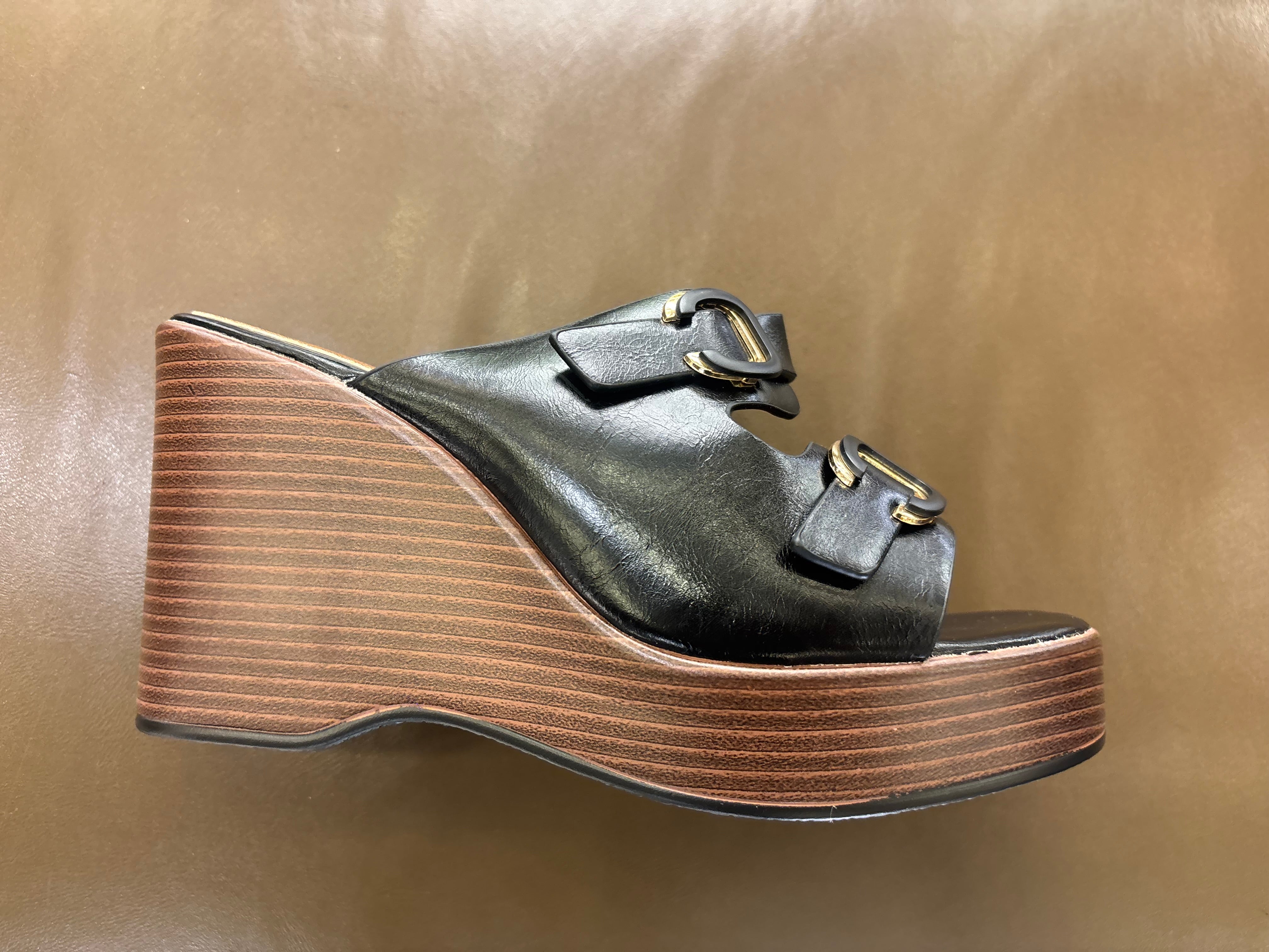 Beryl Platform Double Strap Wedge Heels