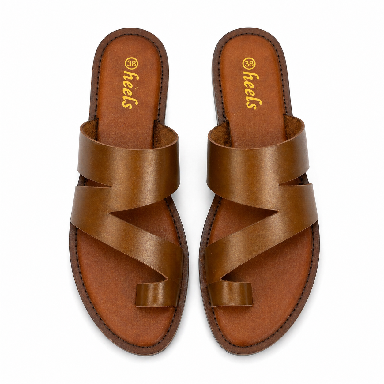 Melanie Leather Thumb Strap Flat Sliders