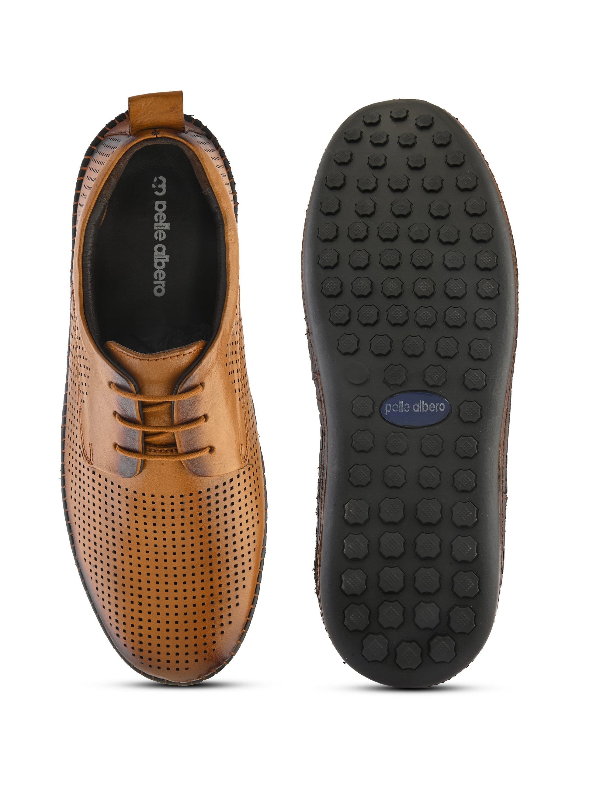 Anax Casual Perforated Leather Derby Shoes