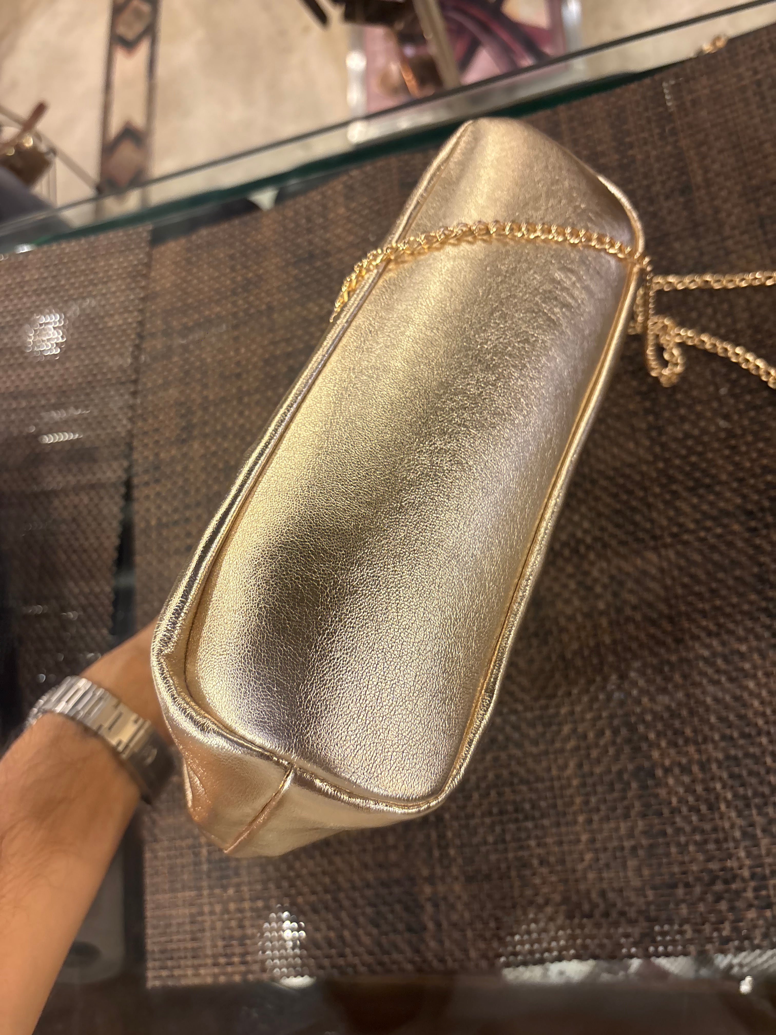 Metallic Circular Handle Quilted Bags