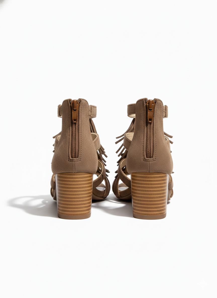 Canyon Breeze Suede Fringe Block Heel Summer Sandals - The Heels India