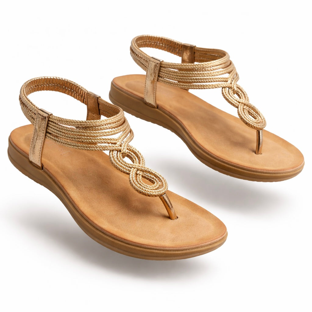Frida Flat Back Elastic Crochet Sandals - The Heels India
