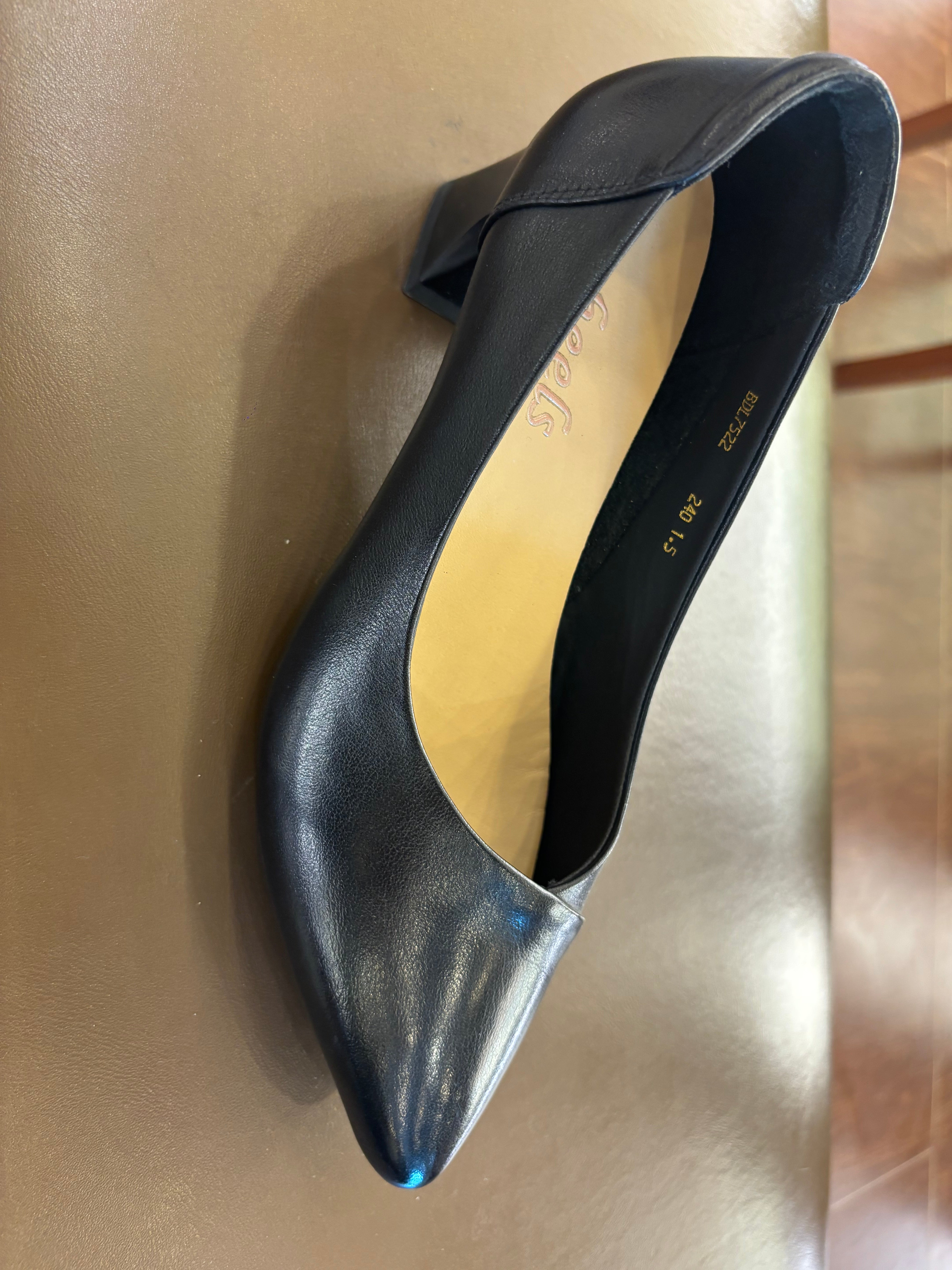 Emma Premium Leather Block Heel Pumps