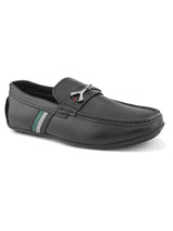 Ethan Black Leather Buckle Loafers