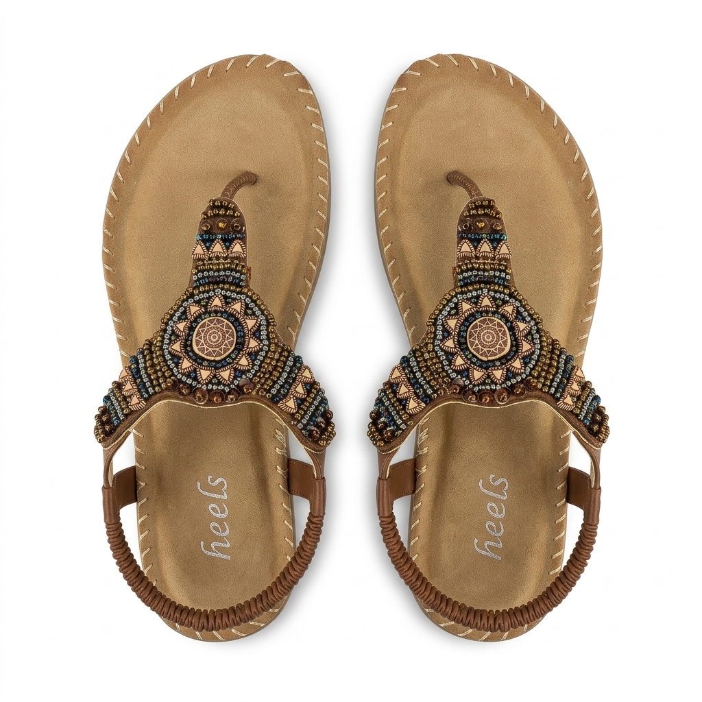Crimson Embellished Comfort Back Elastic Sandals - The Heels India