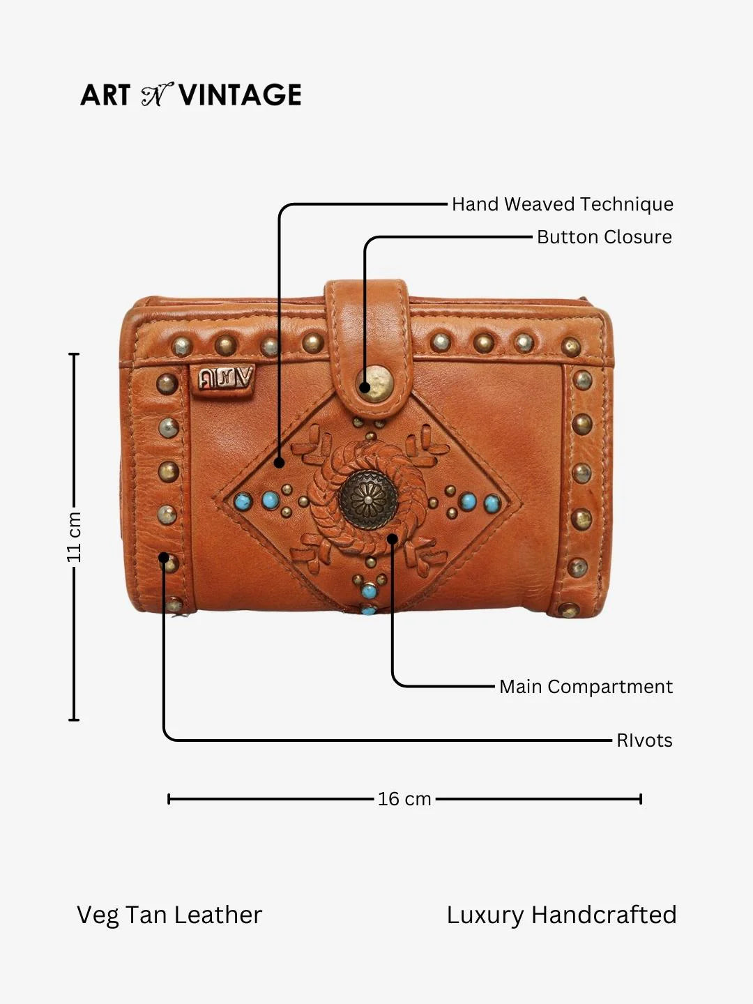 Lucca: Leather Studded Small Wallet