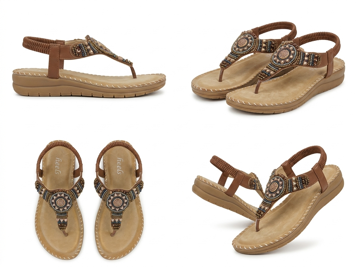 Crimson Embellished Comfort Back Elastic Sandals - The Heels India