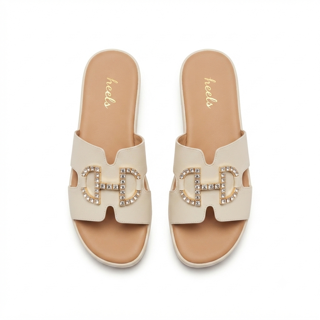 Layla Premium Cushioned Wedge Embellished Sliders