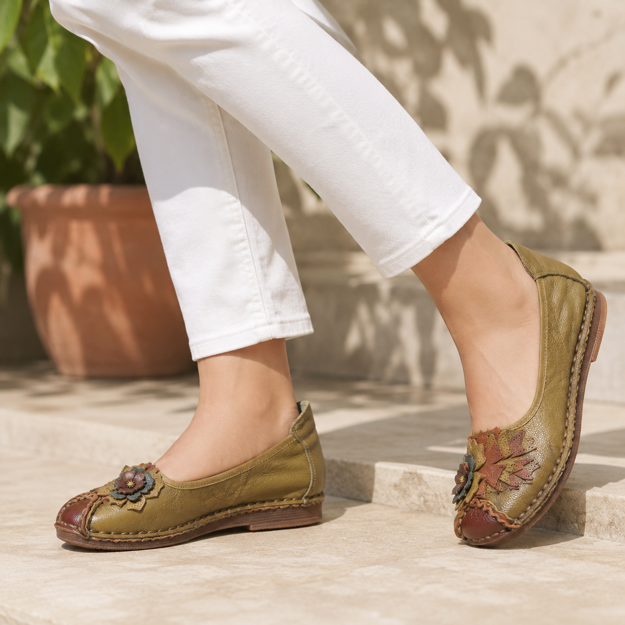 Flora 5.0 Premium Leather Cushioned Ballerinas
