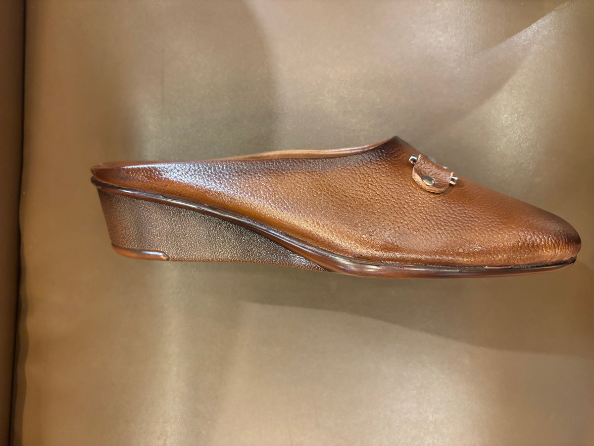 Cherie Buckled 2.0 Leather Back Open Wedge Heel Mules