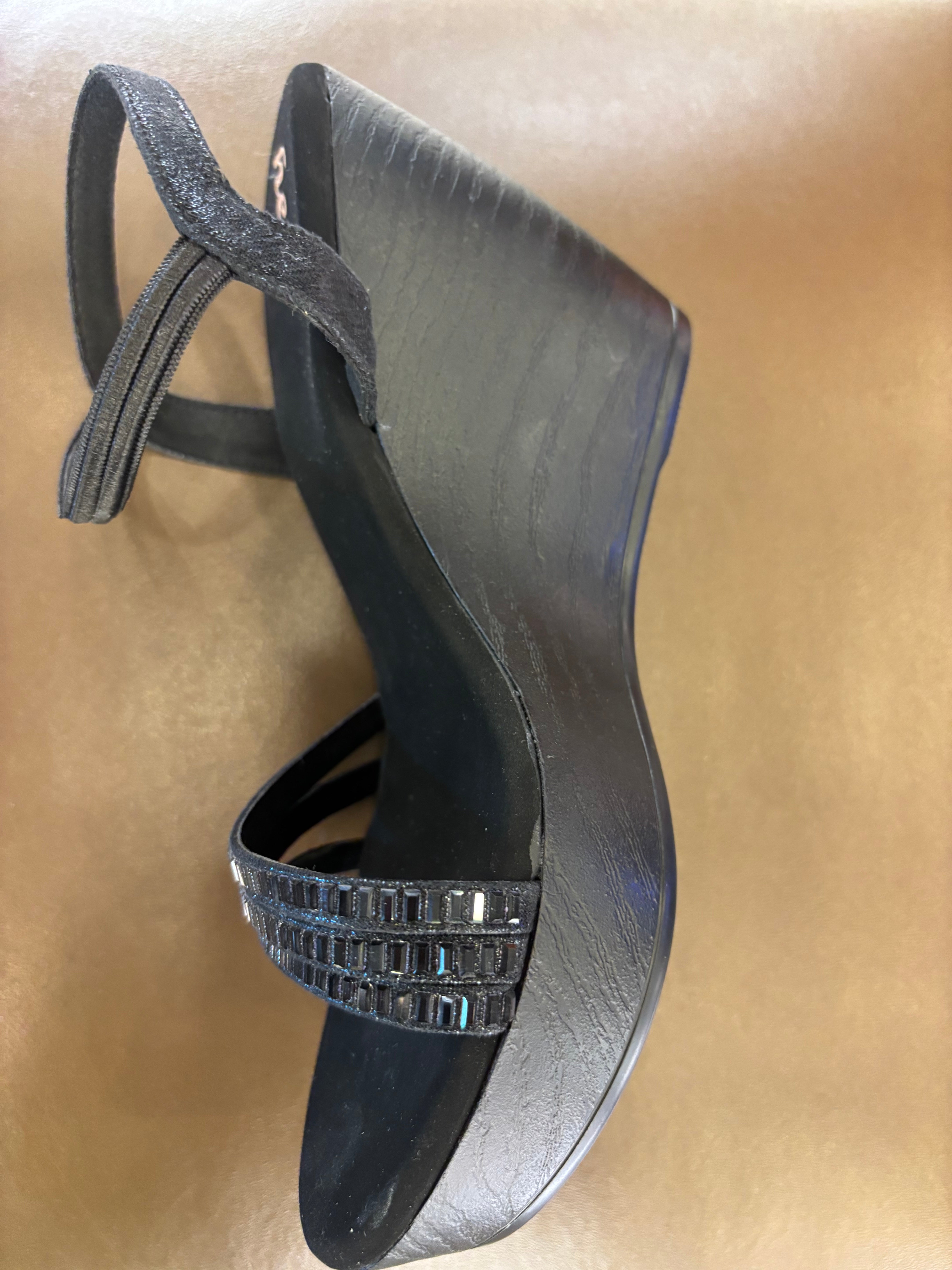 Noor Bling Back Elastic Wedge Platform Heels