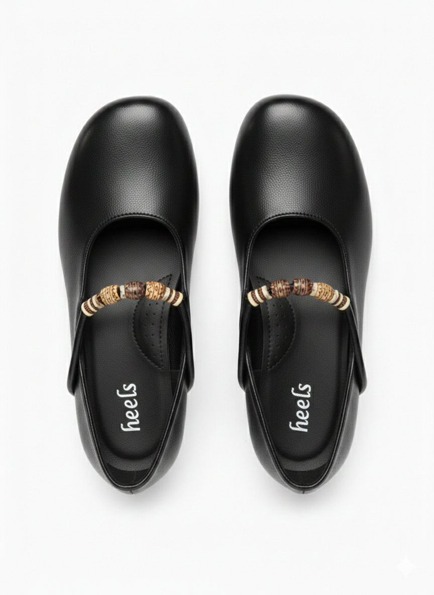 Rihanna Premium Leather Strap Mid Heel Loafers