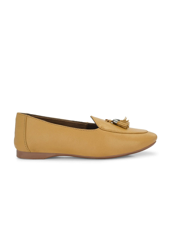 Katie Leather Tassel Yellow Loafers