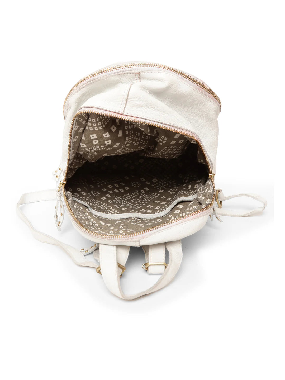 Floral Bliss: White Leather Backpack bag with Colorful Flower Embroidery
