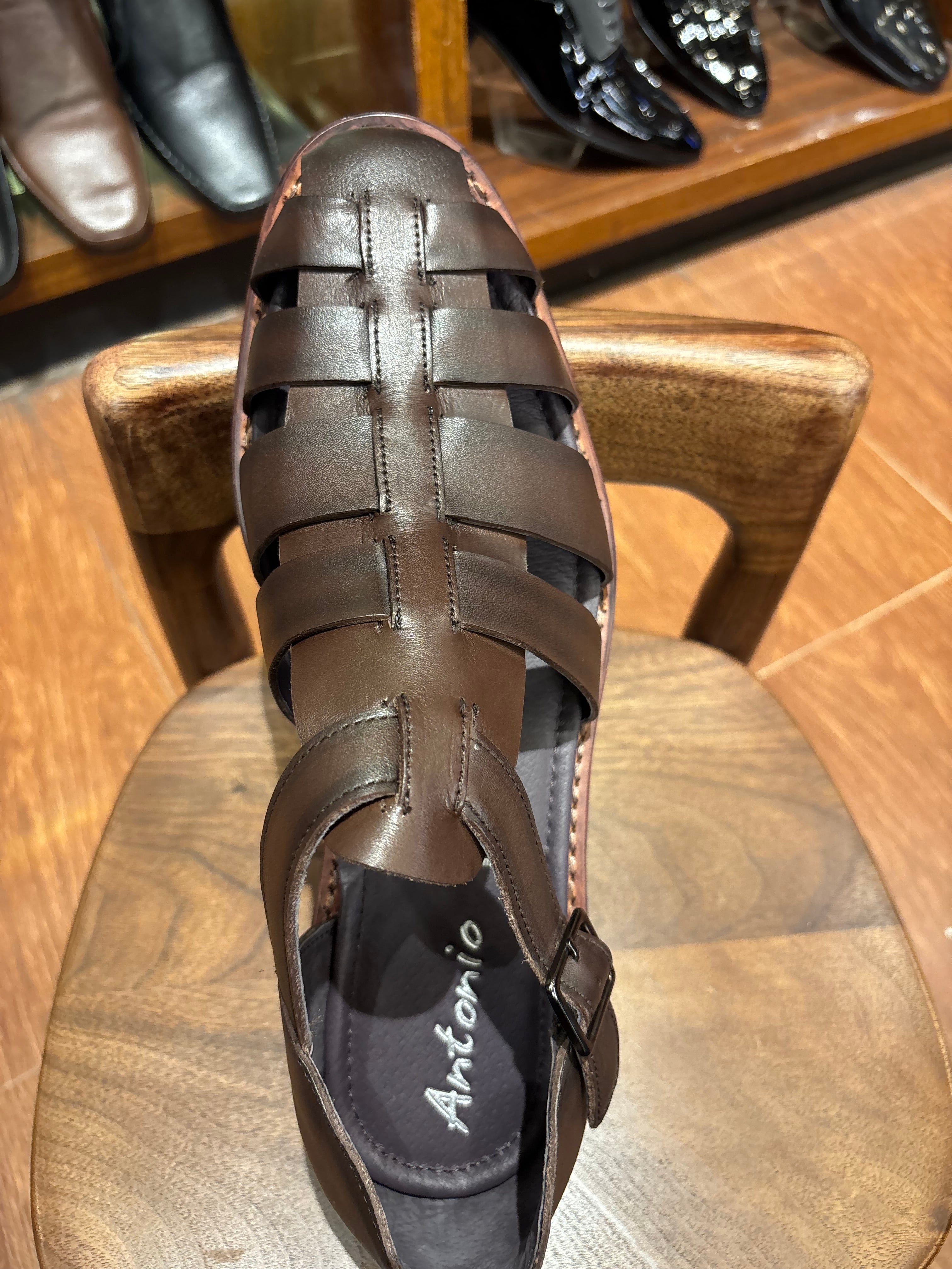 Romano Woven Leather Cage Sandals