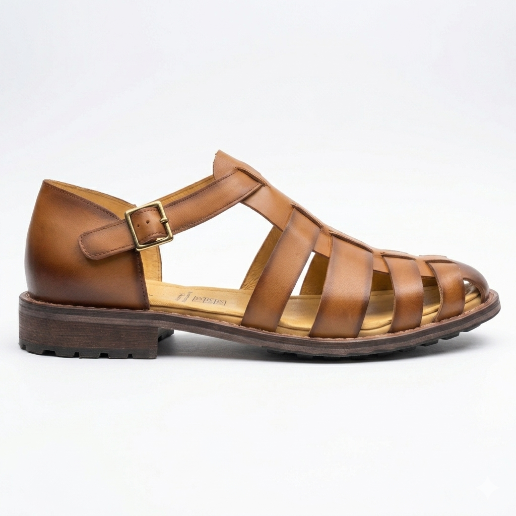 Romano Woven Leather Cage Sandal