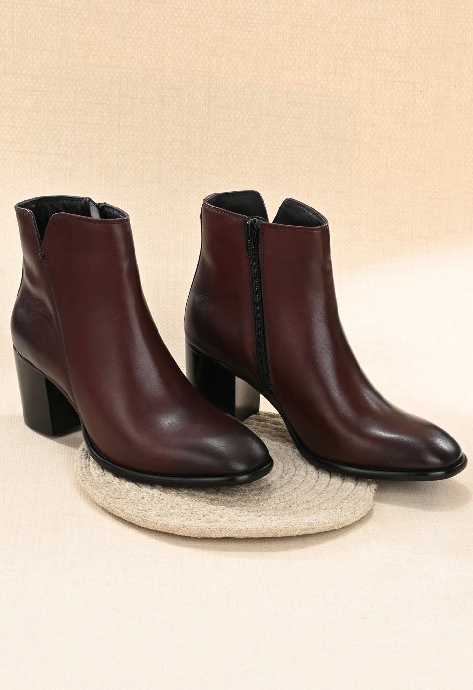 LUNA Luxury Leather Block Heel Winter Boots