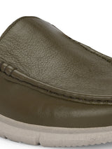 Zero Gravity Olive Leather Slip-On Mules