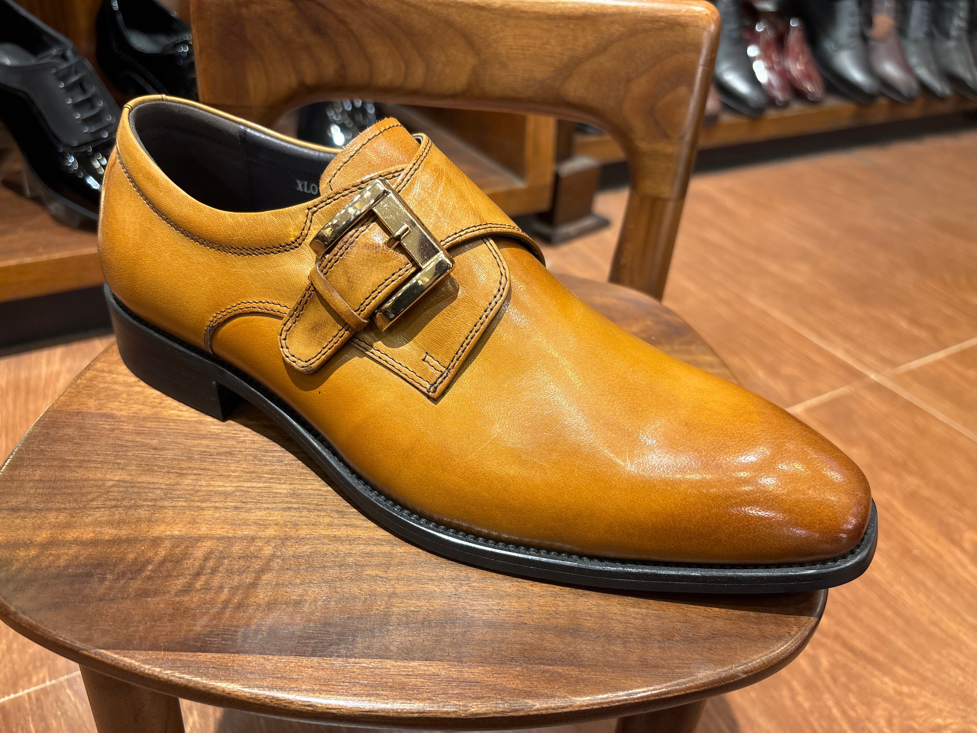Lorelei Buckle Leather Monk Strap Tan - The Heels India