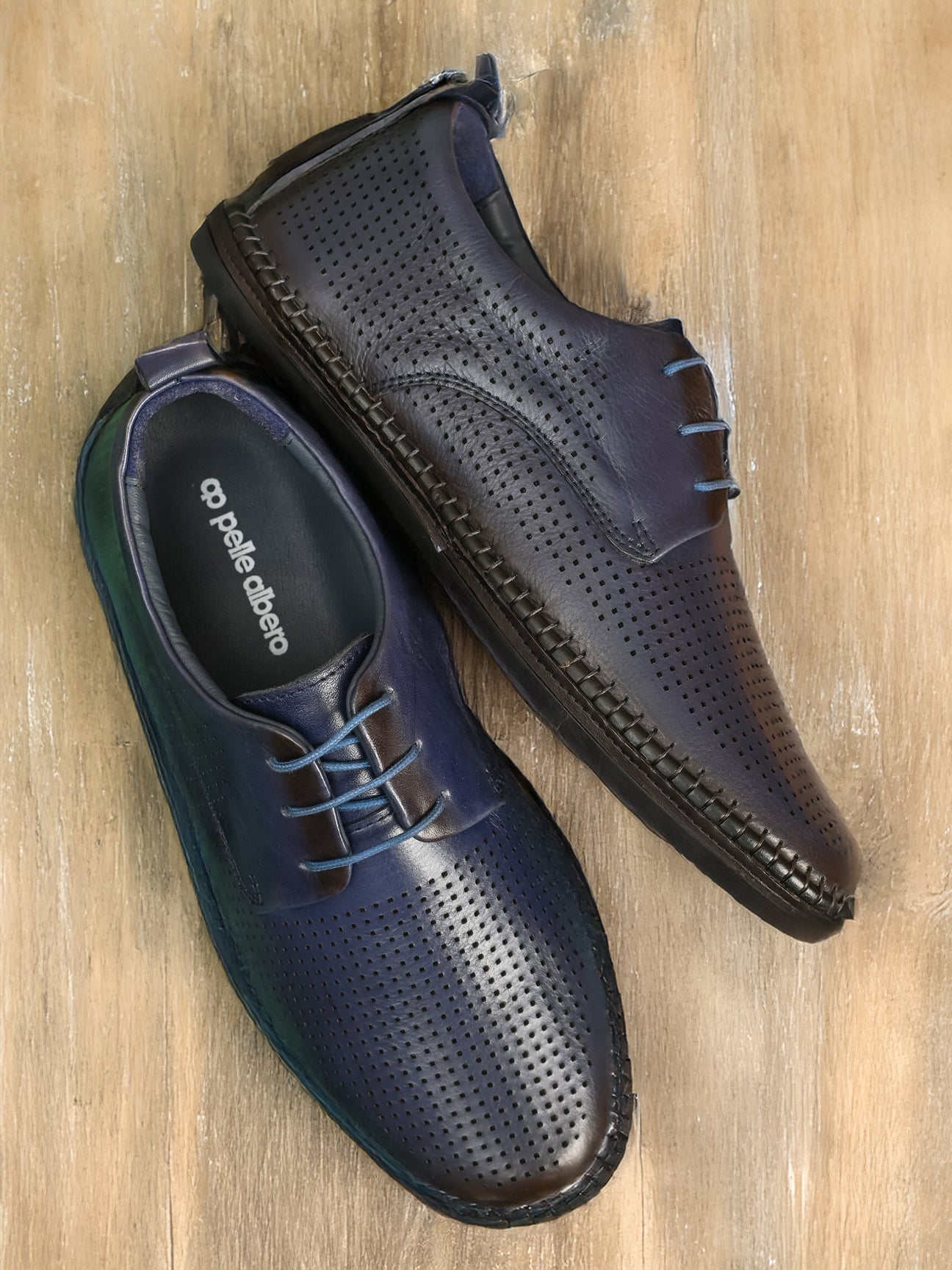 Anax Casual Perforated Leather Derby Shoes