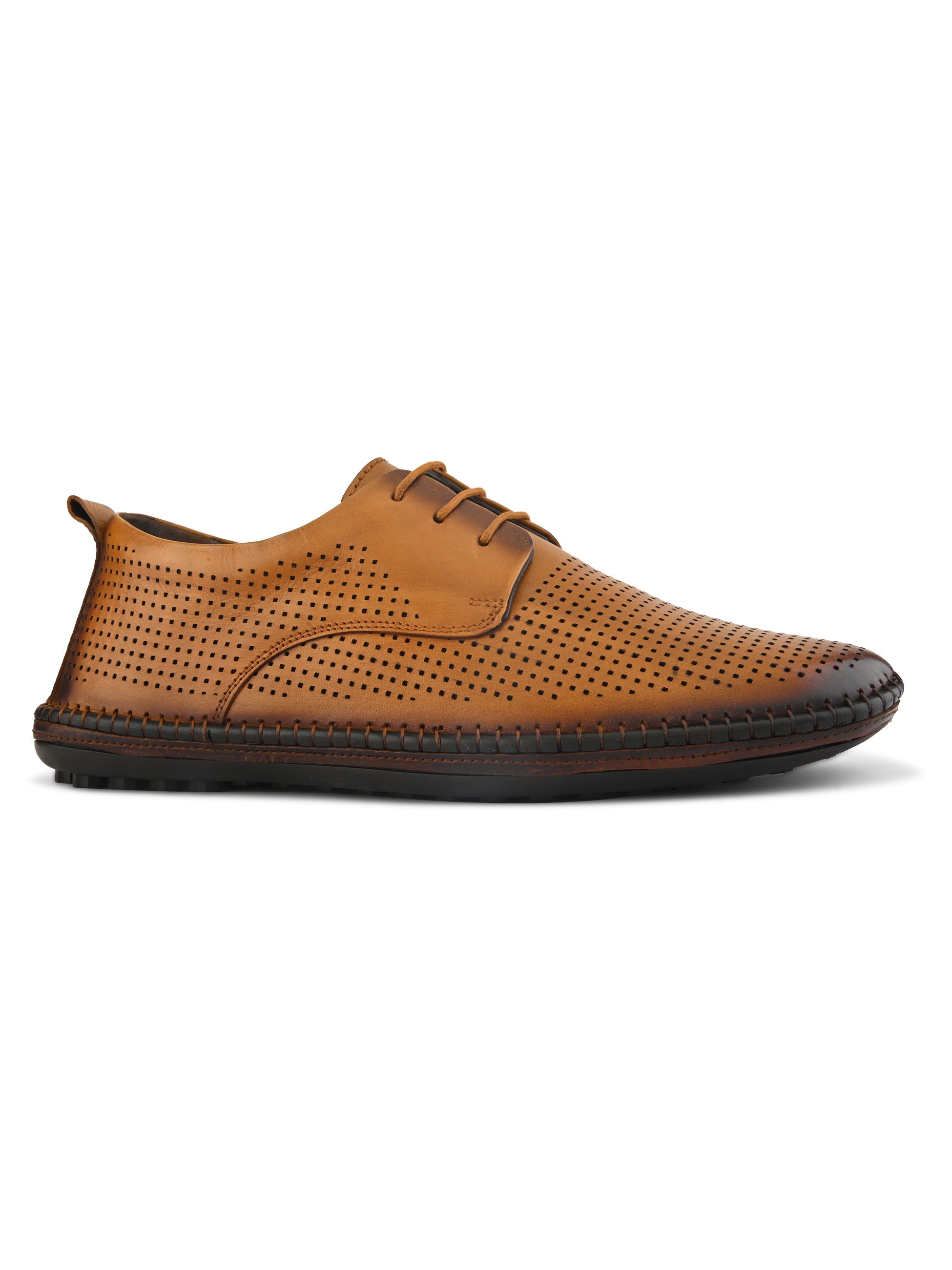 Anax Casual Perforated Leather Derby Shoes