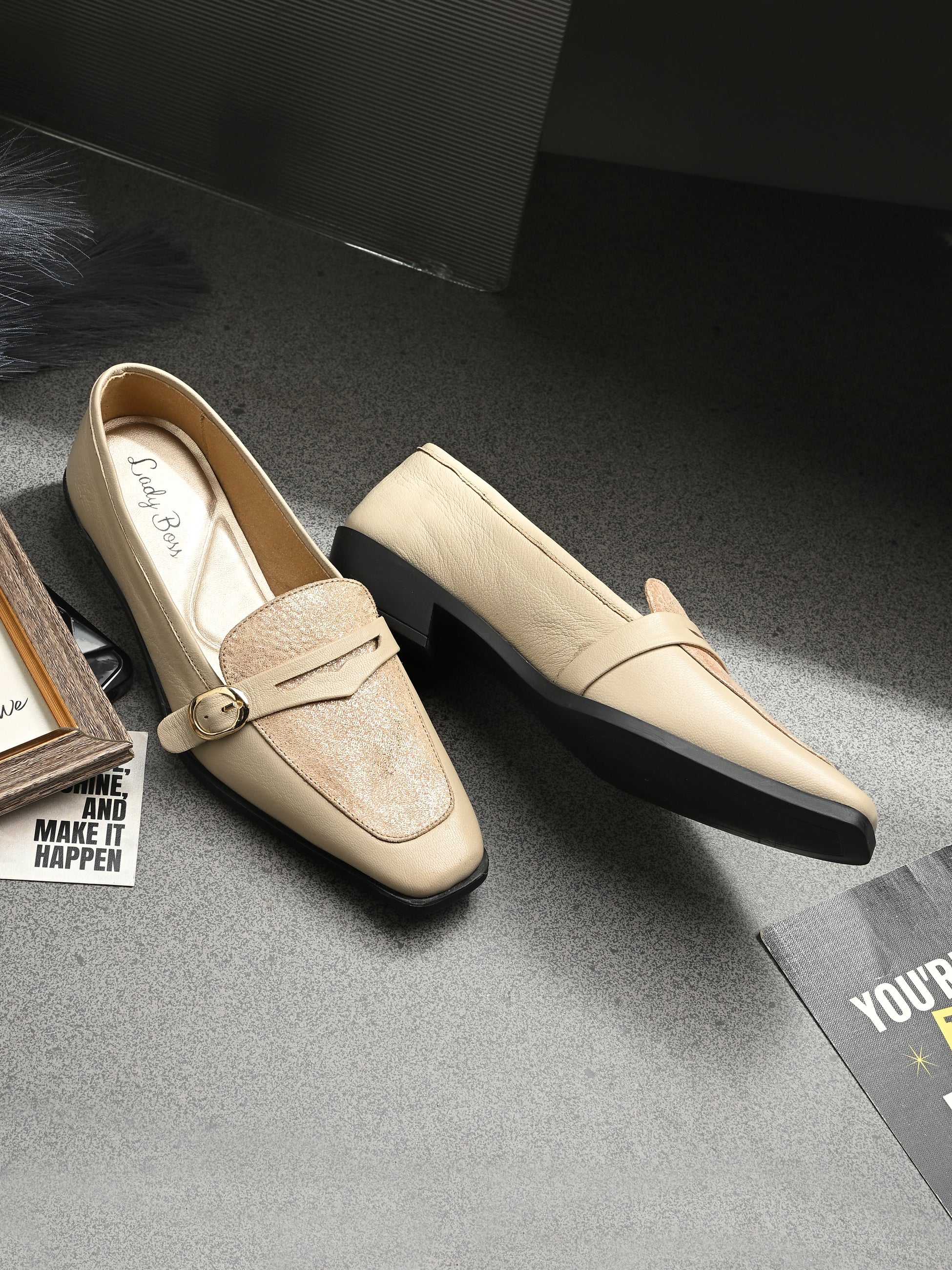 Roxburgh Leather Penny Heel Ballerinas