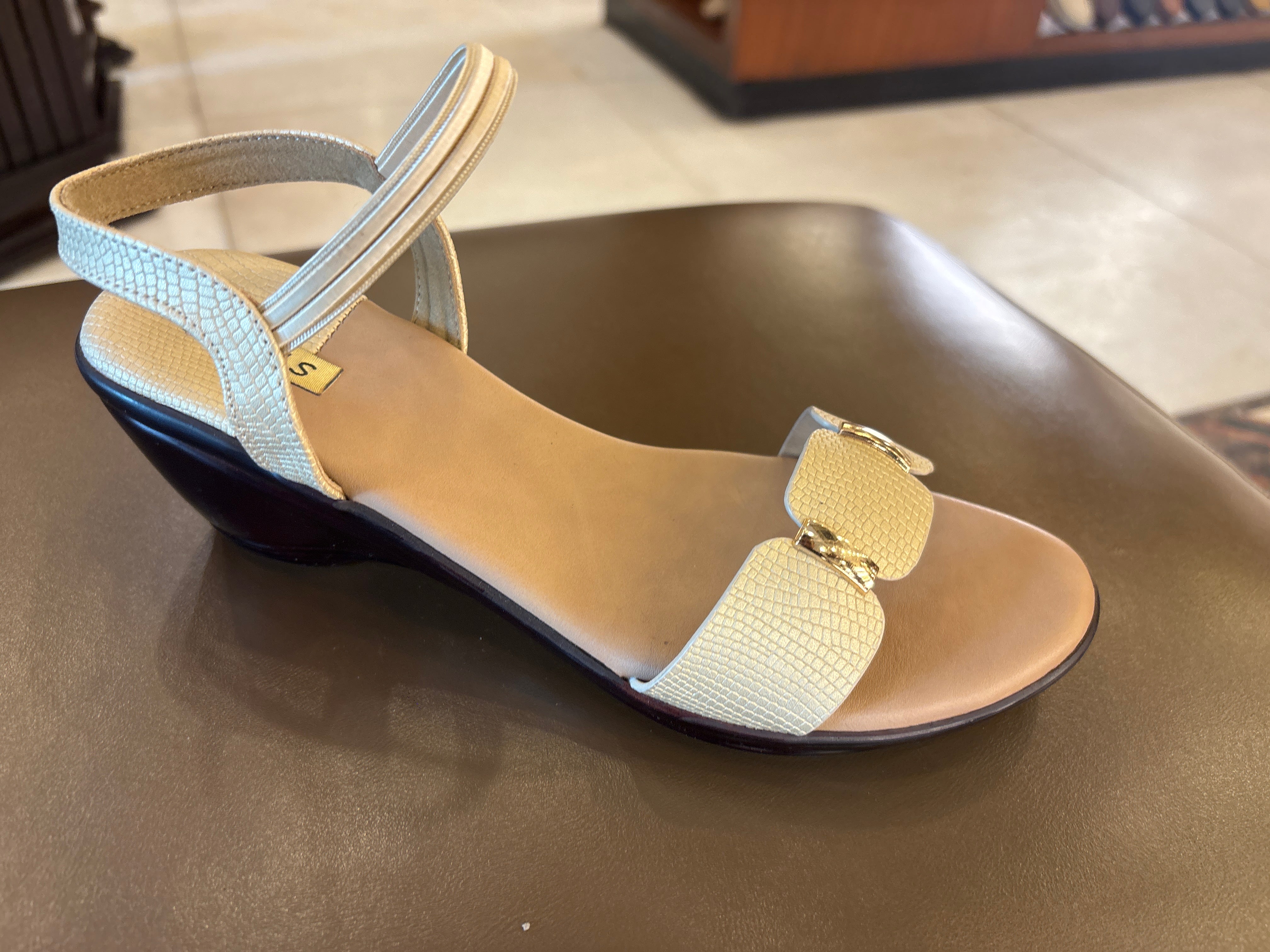 Audrey Back Elastic Strap Wedge Heel Sandals - The Heels India