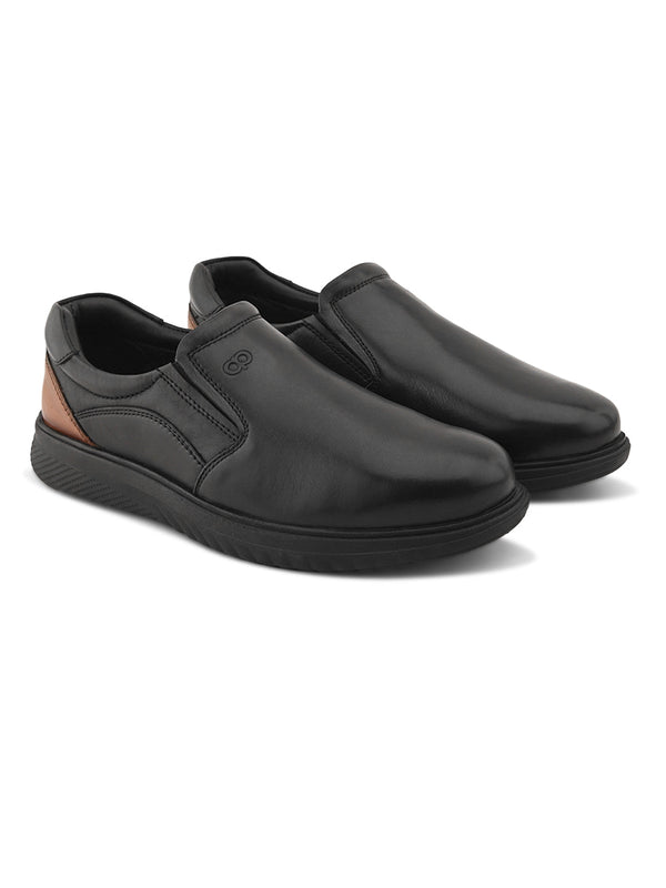 Regalia Black Leather Slip ons