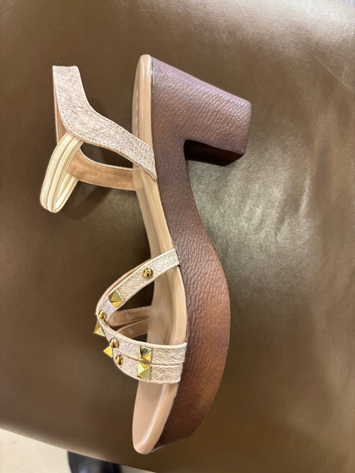 Aurelia Snake Texture Platform Block Heel Sandal