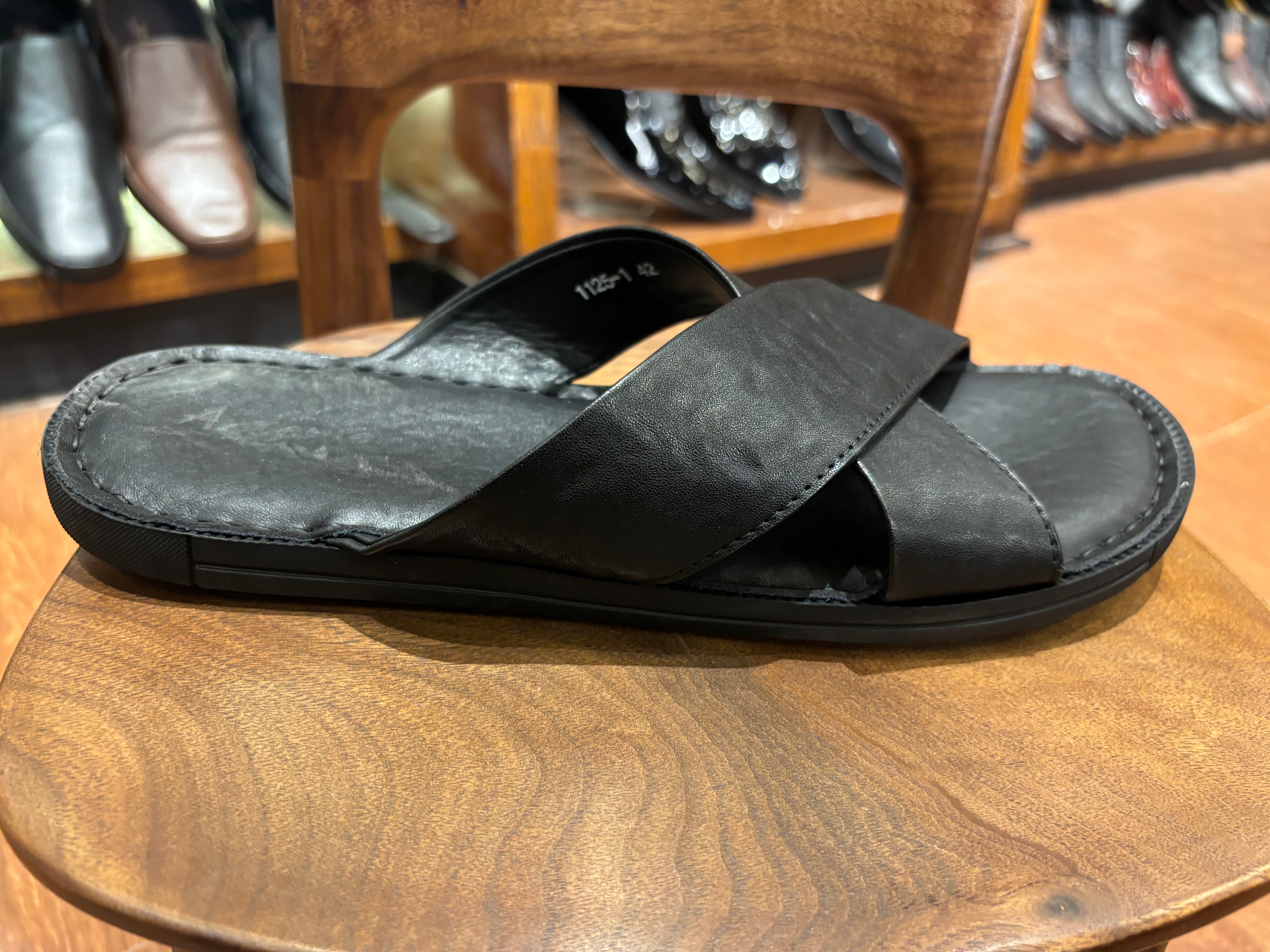 Erling Premium Leather Double Strap Cross Slippers
