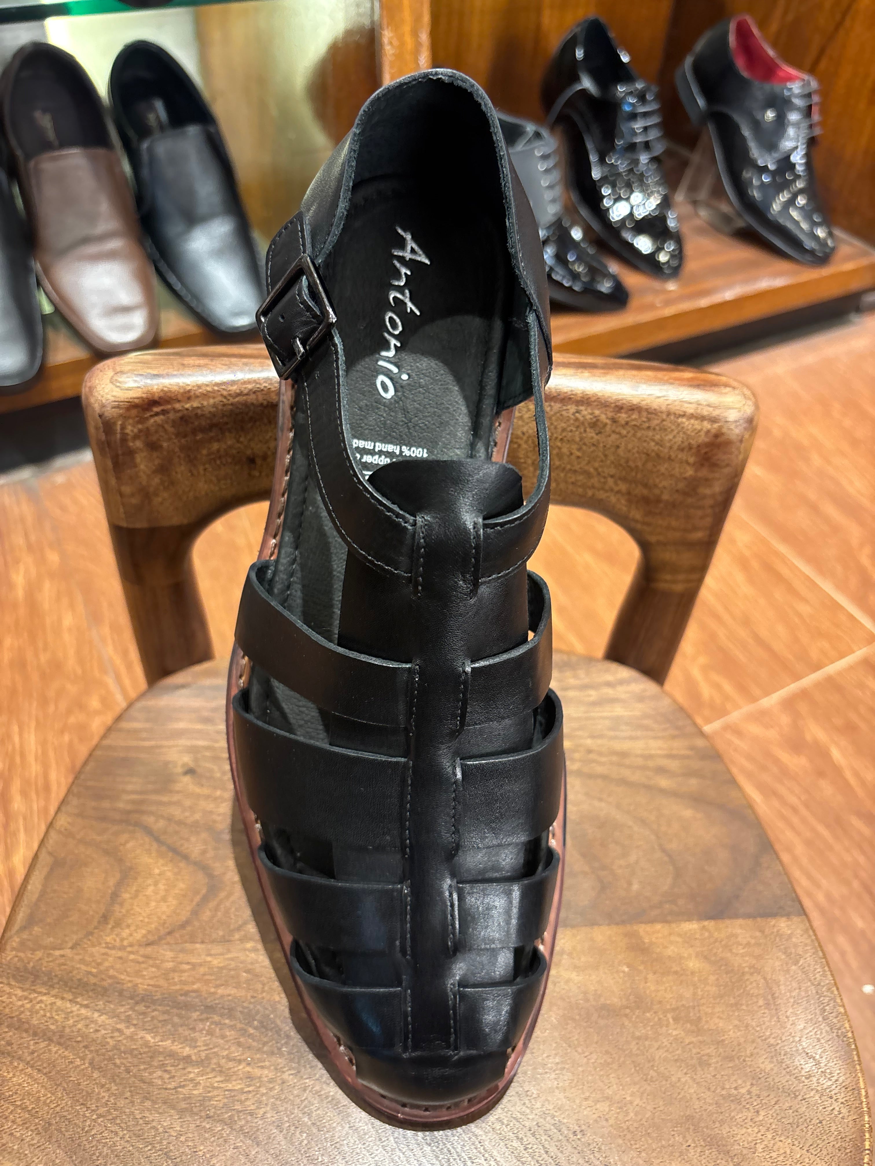 Romano Woven Leather Cage Sandal