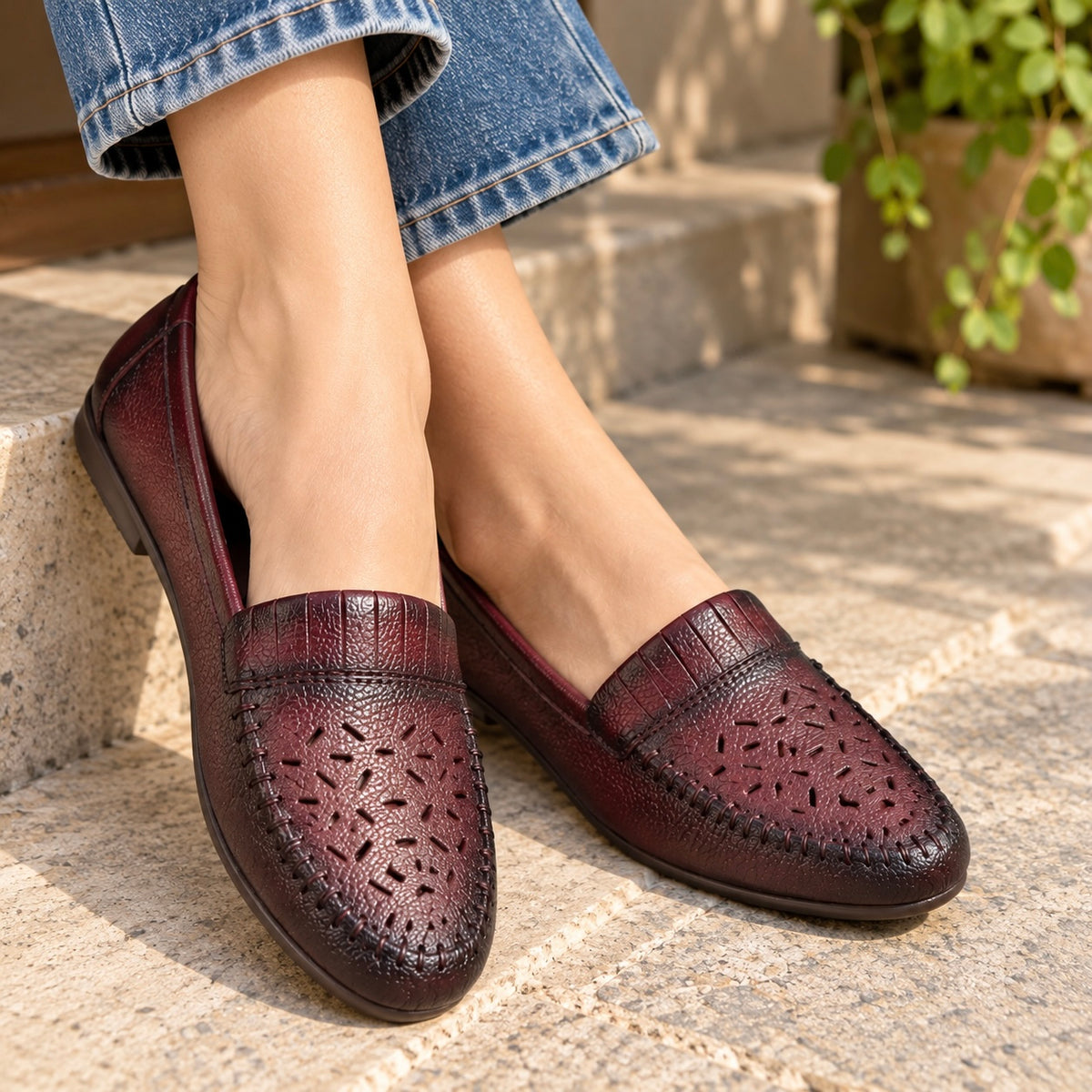 Cirelle Leather Classic Perforated Ballerinas
