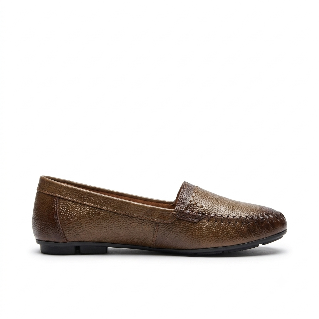 Lizzy 3.0 Leather Classic Ballerinas in Rust - The Heels India