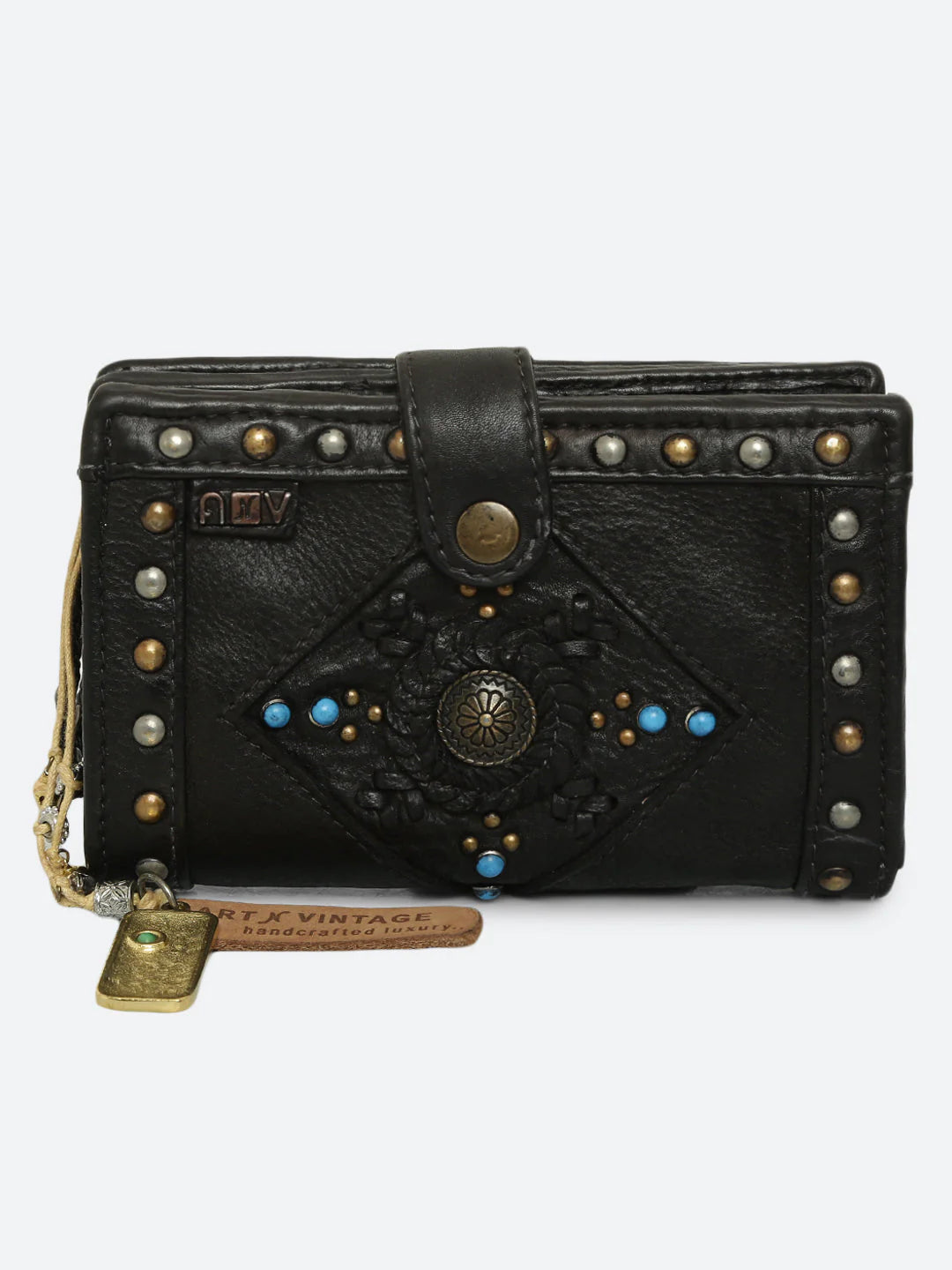 Lucca: Leather Studded Small Wallet