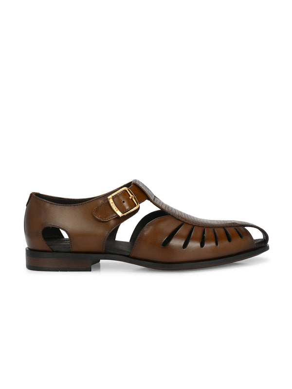 Roman Tan Leather Peshawari Sandals