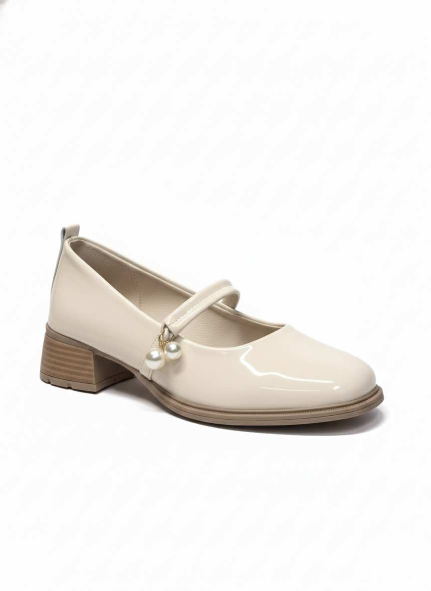 Pearl Premium Patent Mary Jane Block Heels - The Heels India