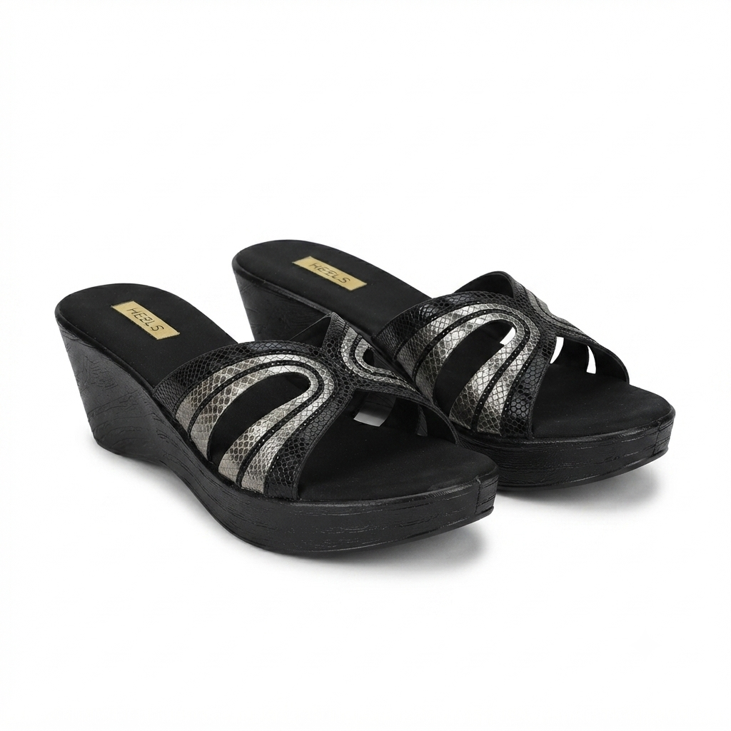 Reina Bling Peep Toe Wedge Heels