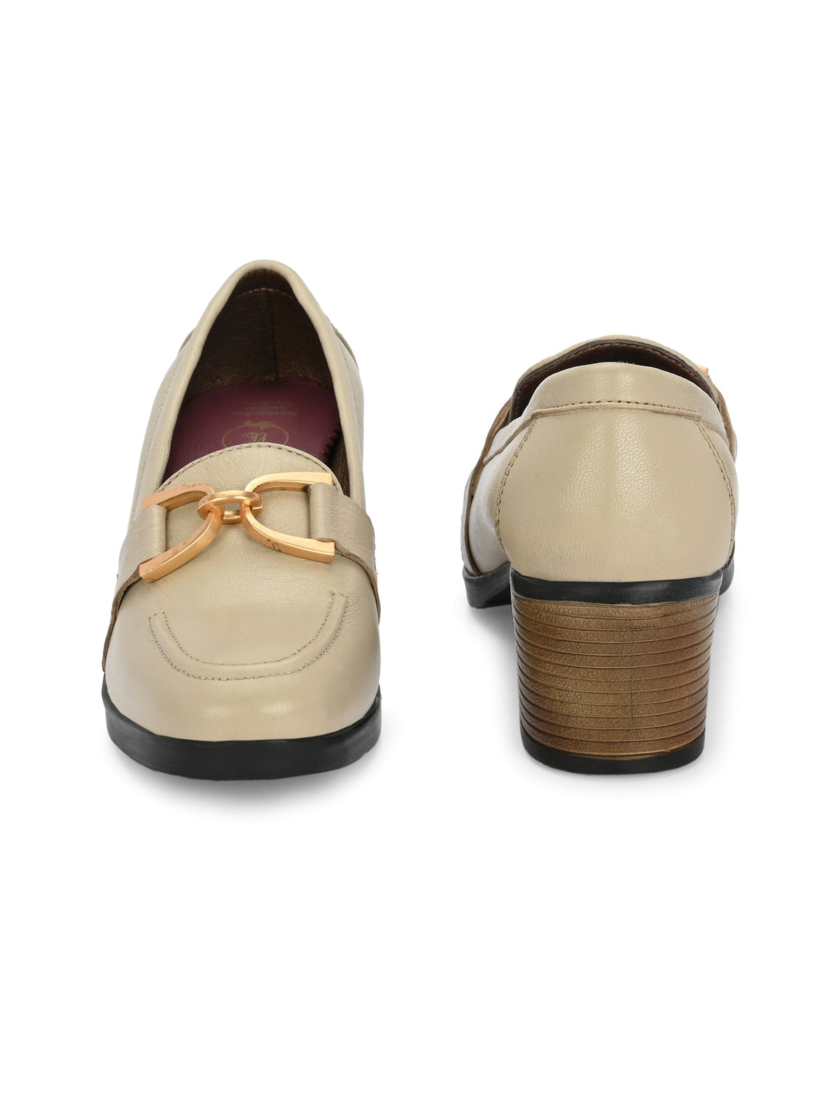 Kelly Leather Buckle Block Heels