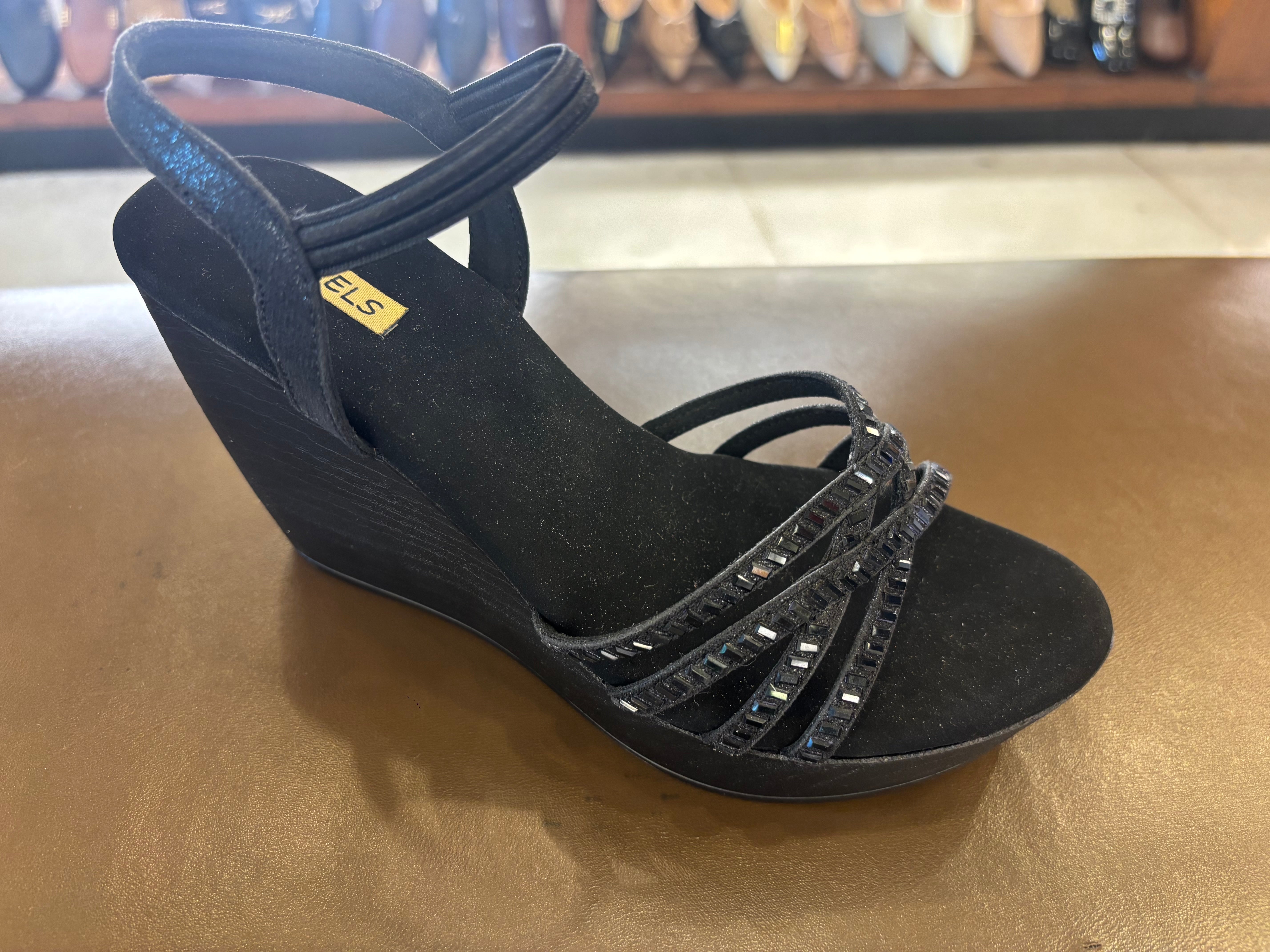 Zara Bling Back Elastic Wedge Platform Heels