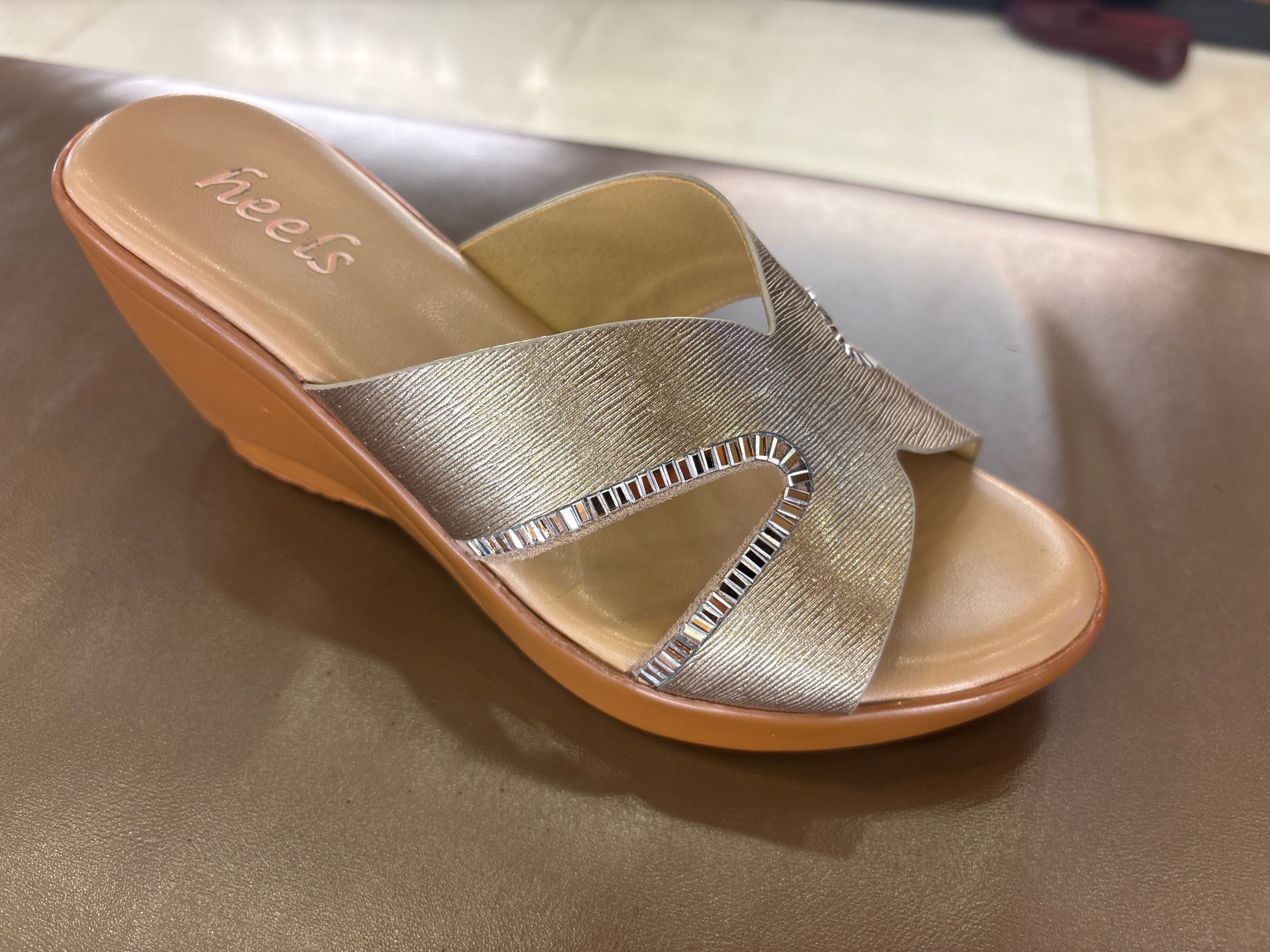 Claire Embellished Wedge Peep Toe Heels - The Heels India