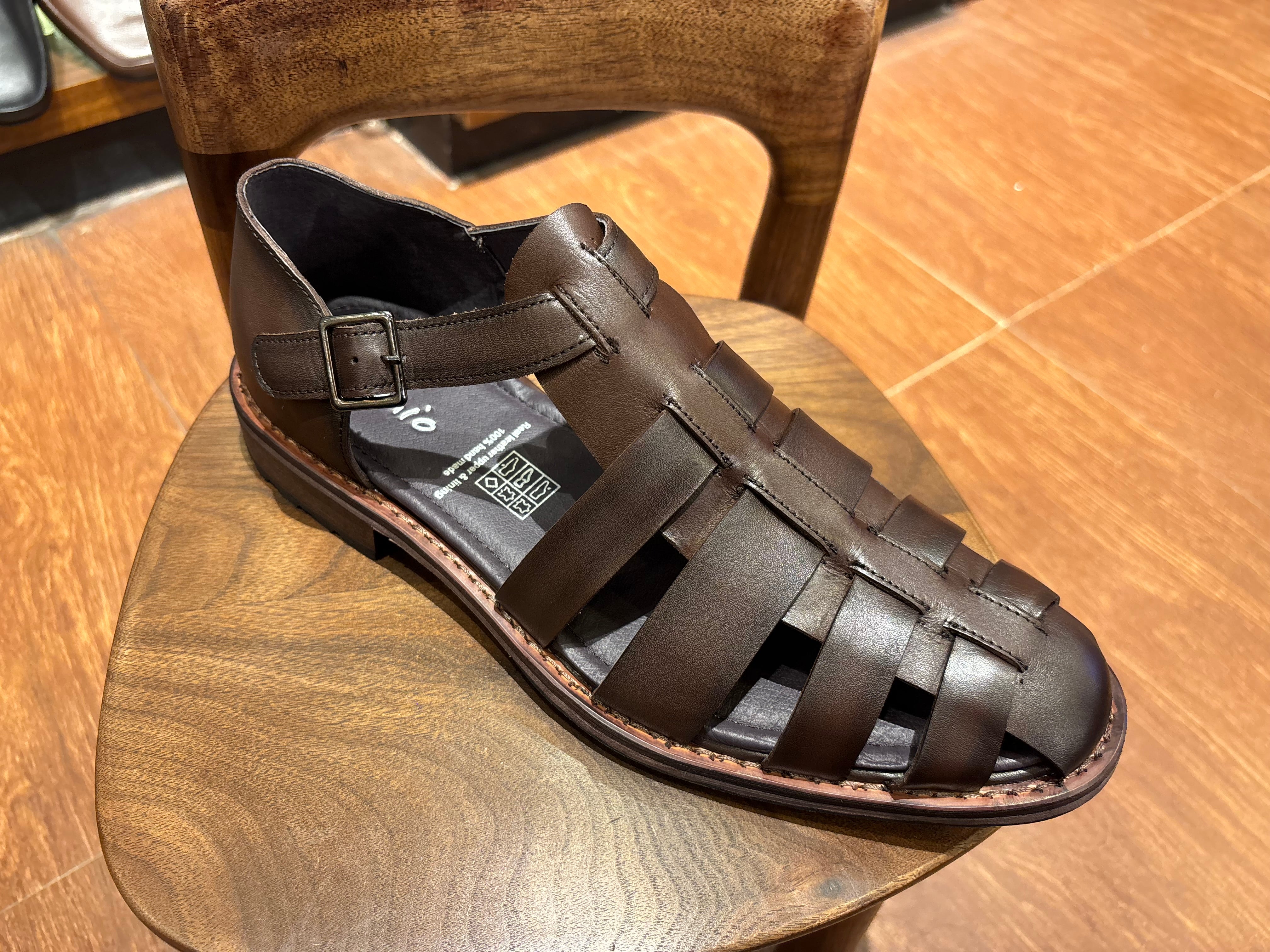 Romano Woven Leather Cage Sandals