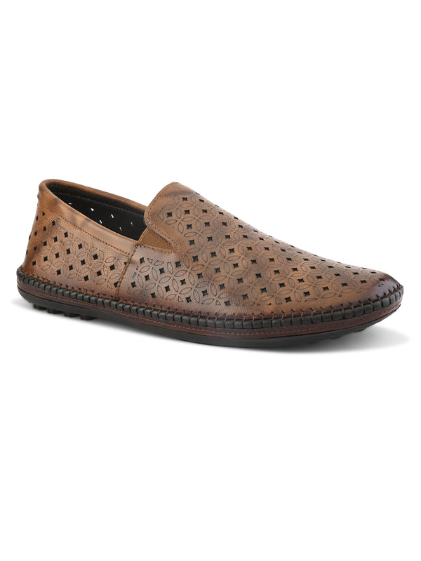Romano Tan Leather Ethnic Slip ons