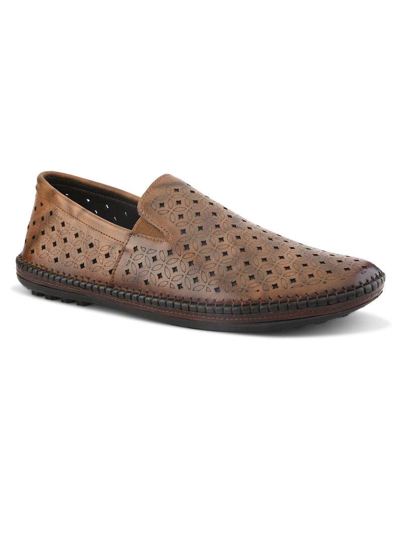 Romano Tan Leather Ethnic Slip ons