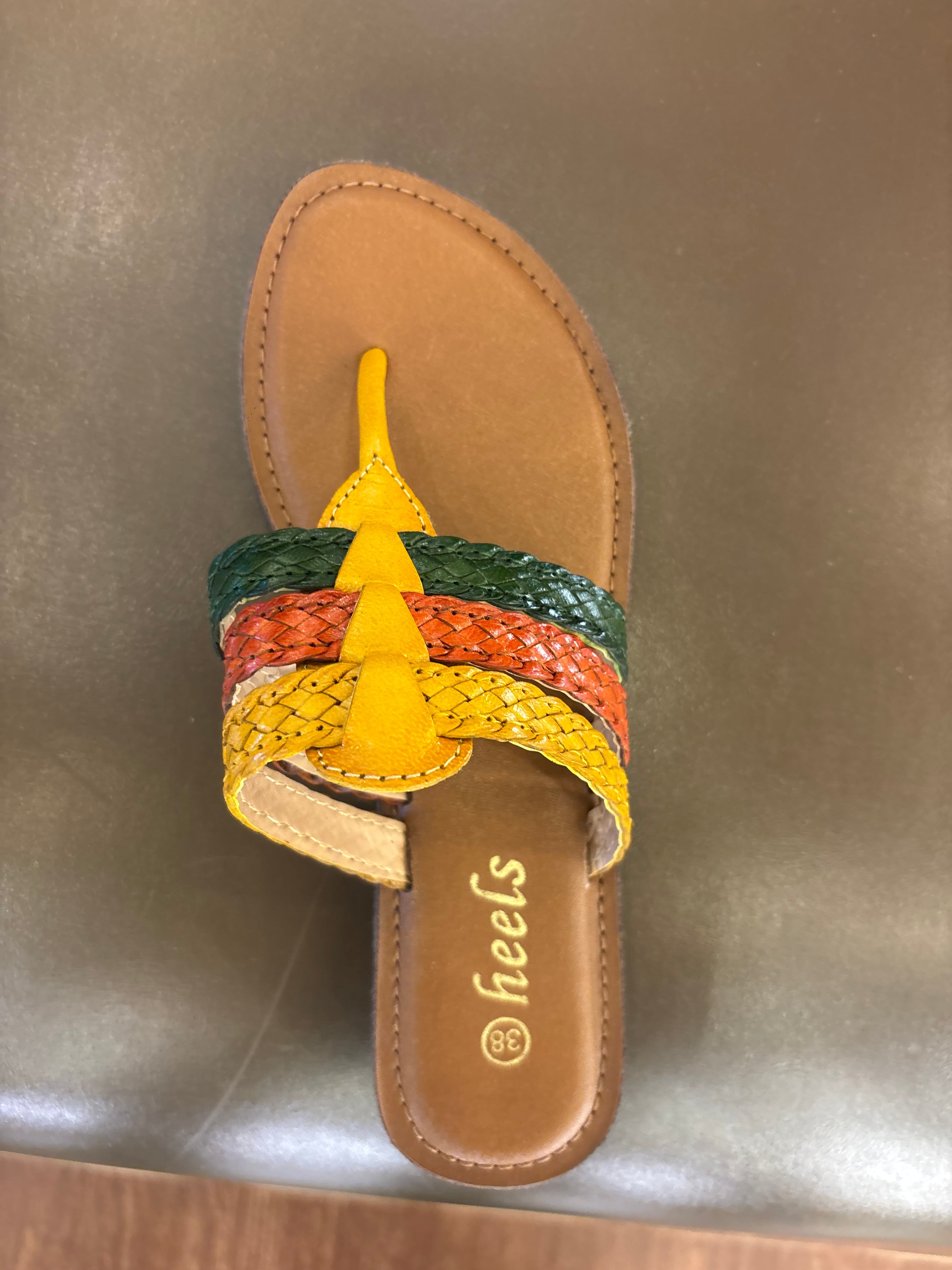 Kylie Leather Woven Strap Flat Slippers