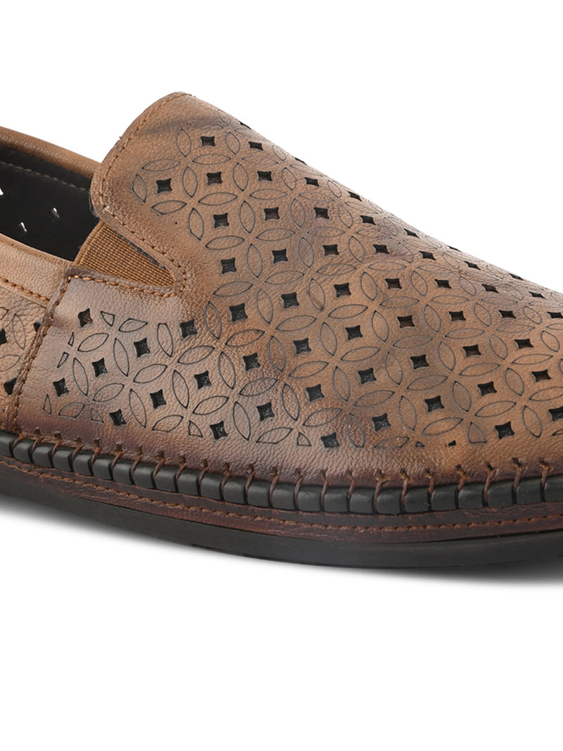 Romano Tan Leather Ethnic Slip ons